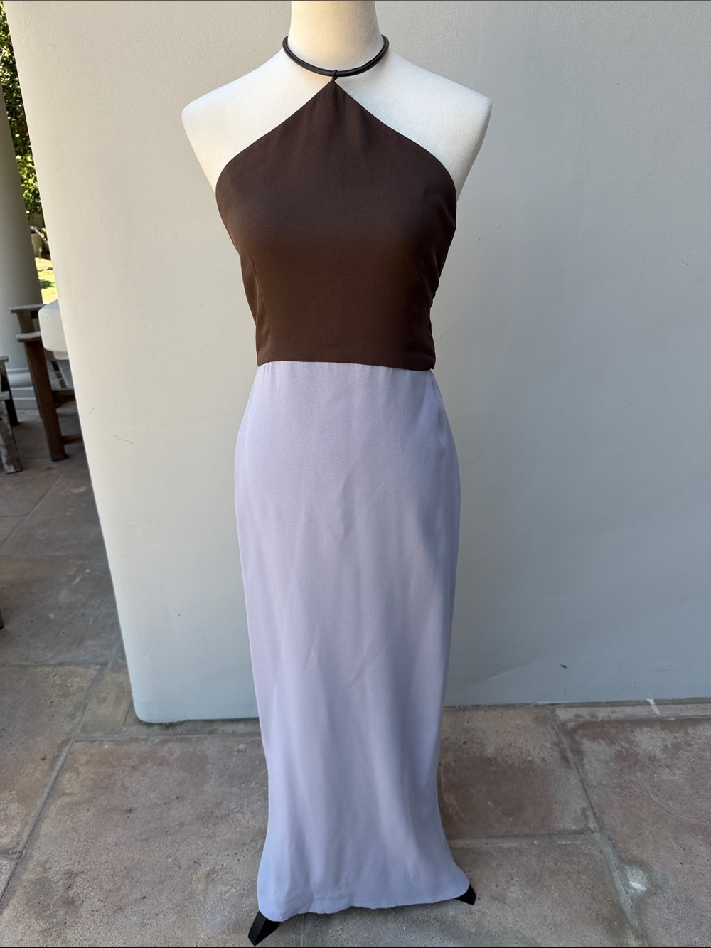 VERA WANG Vintage Archival Silk Halter Dress Gown Brown/Lavender Purple Size 6